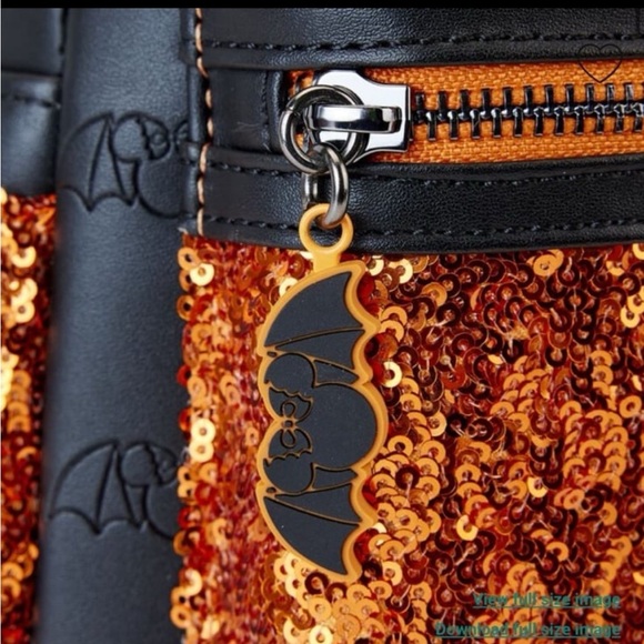 Disney Loungefly Black and Orange Sequin Backpack Halloween - Picture 6 of 7